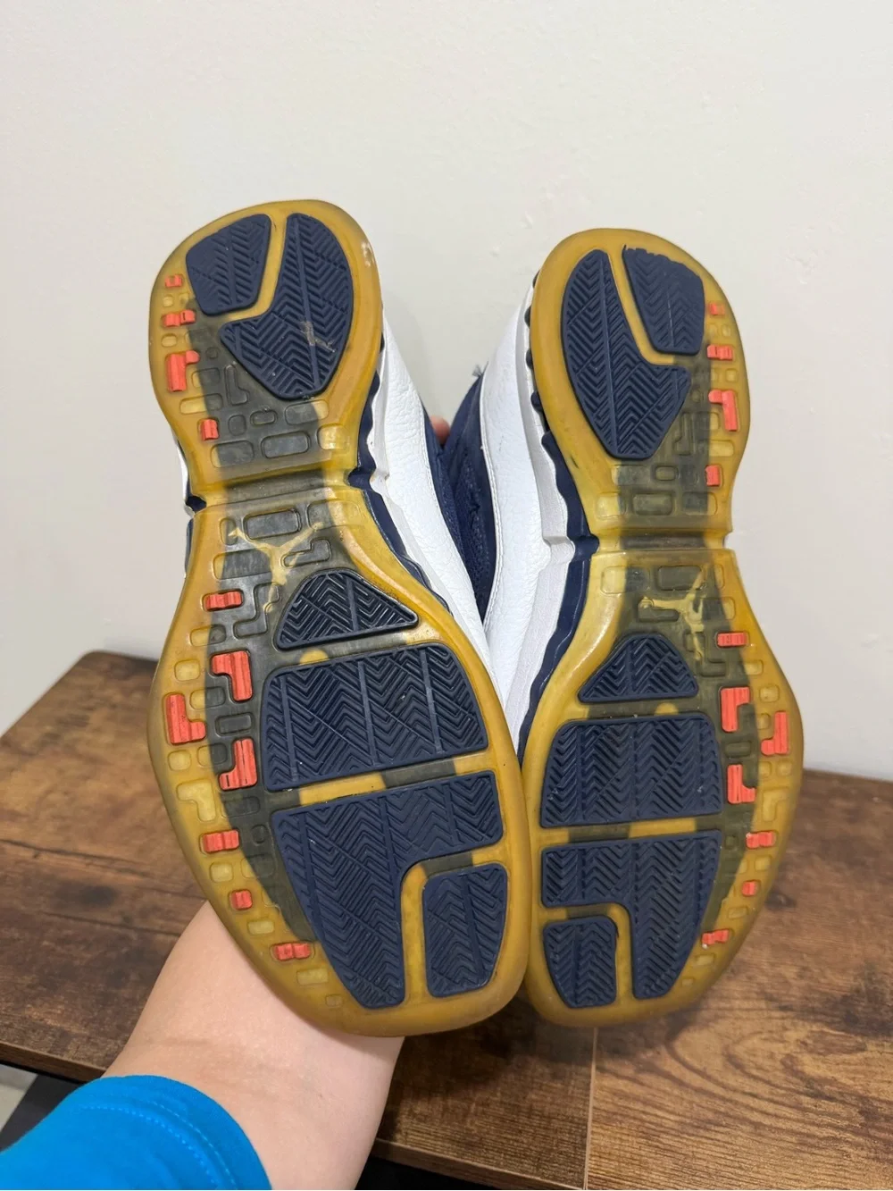 Jordan Navy and White High-Top Basketball Sneakers